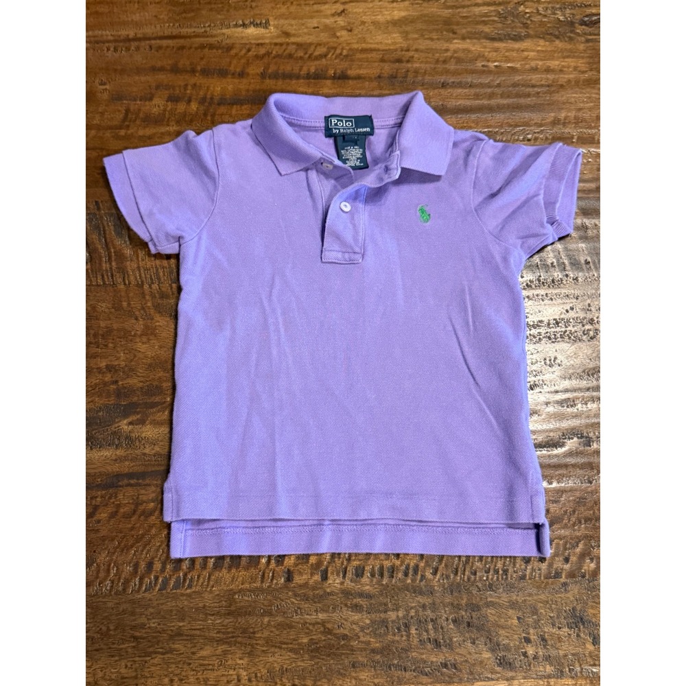 Polo Ralph Lauren Kids Purple Short Sleeve Polo Shirt Green Pony Logo 24M